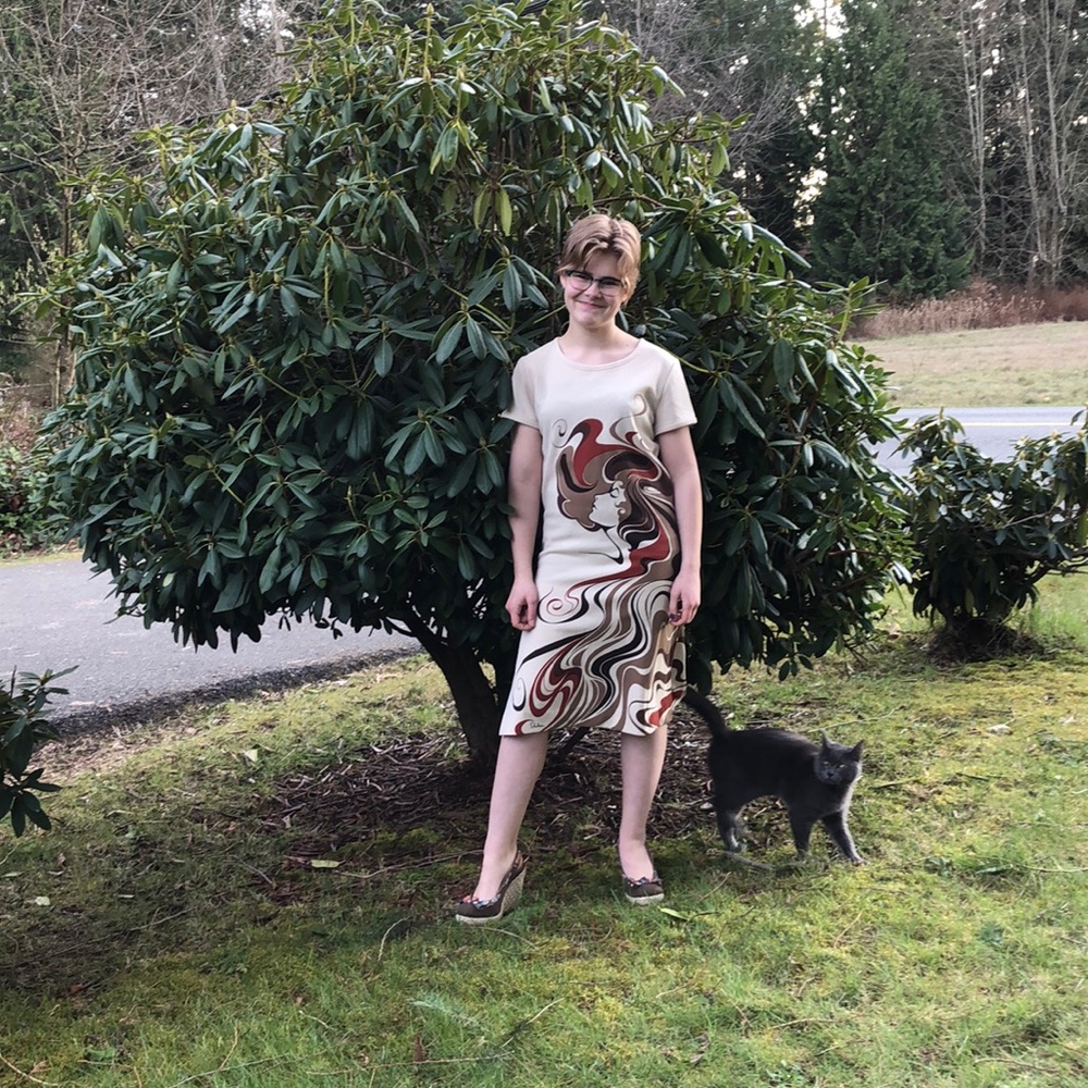 Vintage Alfred Shaheen dress with double slits